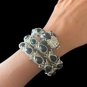 Silver and Black Snake Wrap Around Bracelet